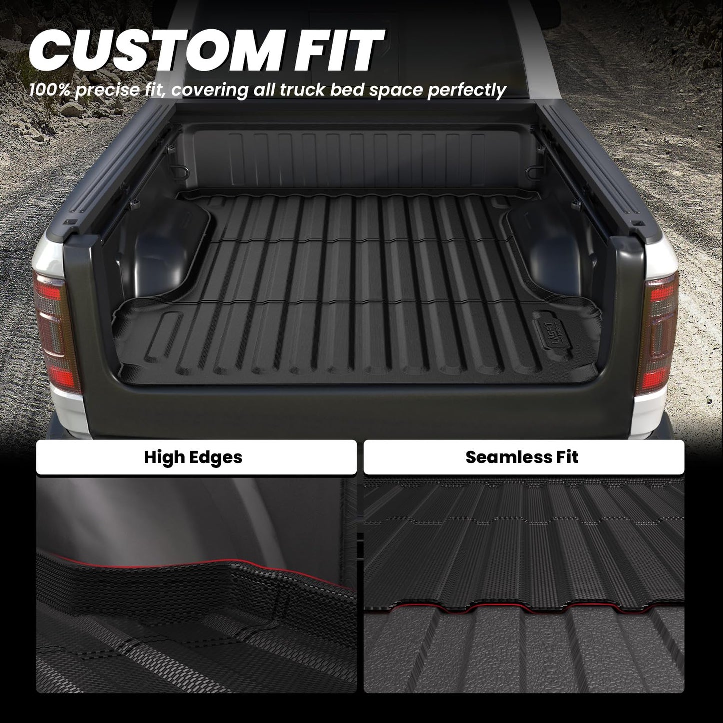 LASFIT 5.7FT Truck Bed Mat for Ram 1500/1500 RHO 2019-2026 & RAM 1500 Classic 2019-2024 Short Bed (5FT7 / 67.4inches) Not for Rambox, All Weather Custom Fit Truck Cargo Bed Liner, Black