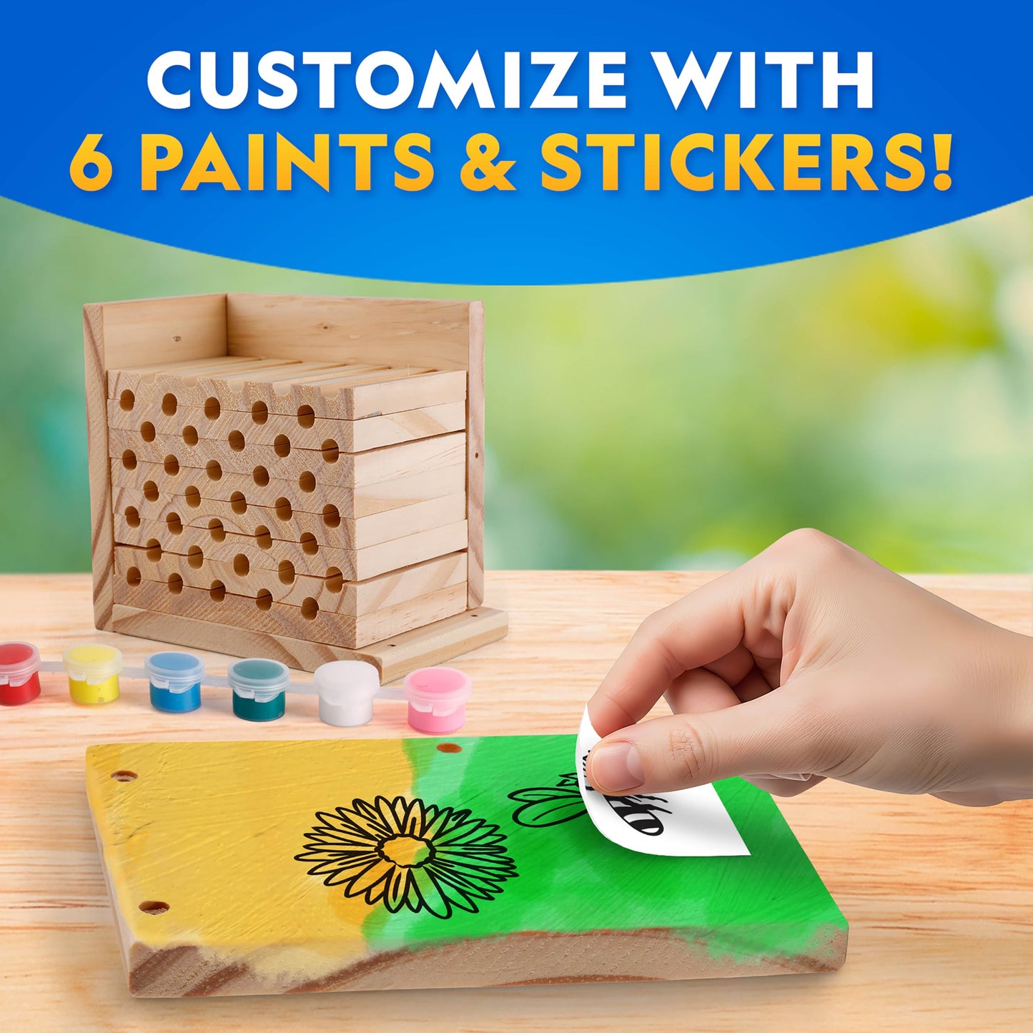 National Geographic Build a Bee Habitat Craft Kit for Kids – Paint & Build a House for Mason Bees, Outdoor Arts & Crafts, Nature Learning Activity, DIY Pollinator Garden Craft, Solitary Bee Hotel