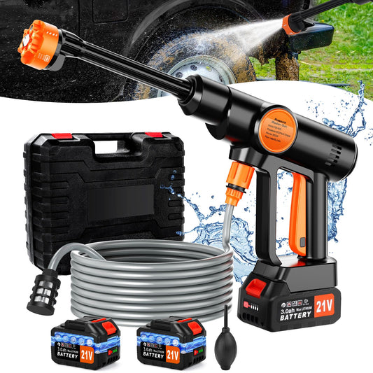 6000mAh Portable Cordless Pressure Washer, Electric Pressure Washer Battery Powered, Handheld Car Washer with 6-in-1 Nozzle,17FT Drain Hose, Power Cleaner for Patio Floor Fence Deck Indoor