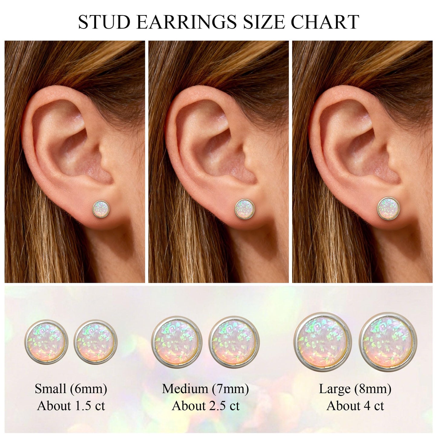JiayangJY Silver White Fire Opal Stud Earrings for Women Sterling Silver Round Shape 7mm Opal Earrings with Push Back