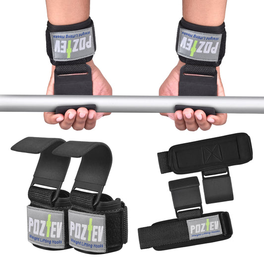 Weight Lifting Hooks (PAIR) - Padded Wrist Wraps - Hand Grips Deadlift Straps for Men and Women - Grip Support for Bodybuilding Heavy Gym Workout - Ideal for Deadlifts, Powerlifting, Shrugs, Pull-Ups