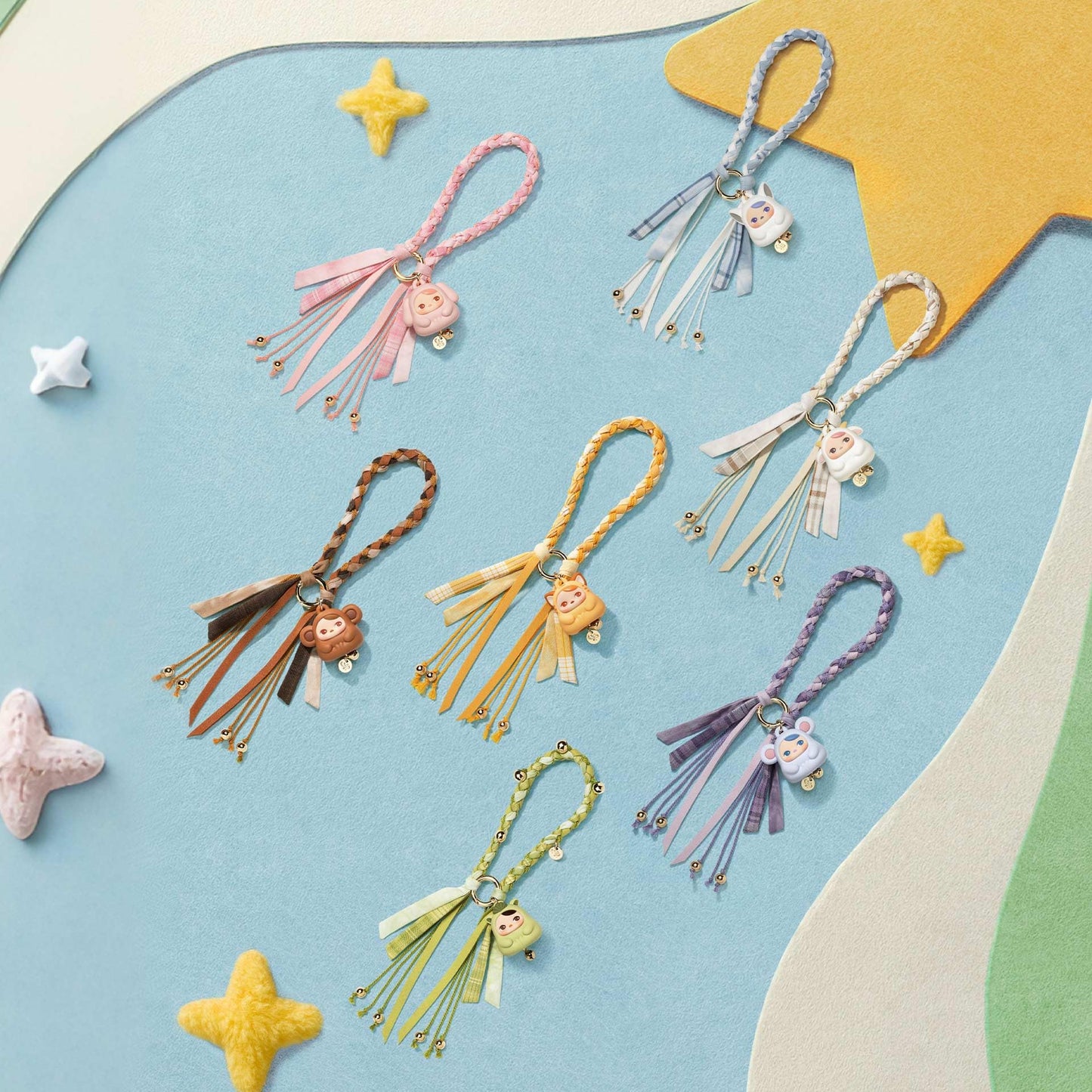 POP MART Pucky Tap Tap Babies Series-Pendant Blind Box, Keychain, Bag Charm, Collectible Holiday Birthday for Kids Adults, Whole Set