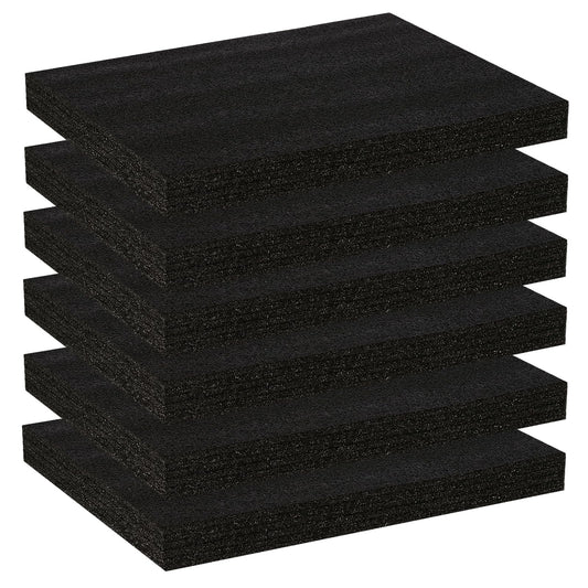 6 Pcs 16'' x 12'' x 1.5'' Polyurethane Foam - Foam Inserts for Cases Packing Foam Black Craft Foam Sheets for Packing Camera Toolbox Storage