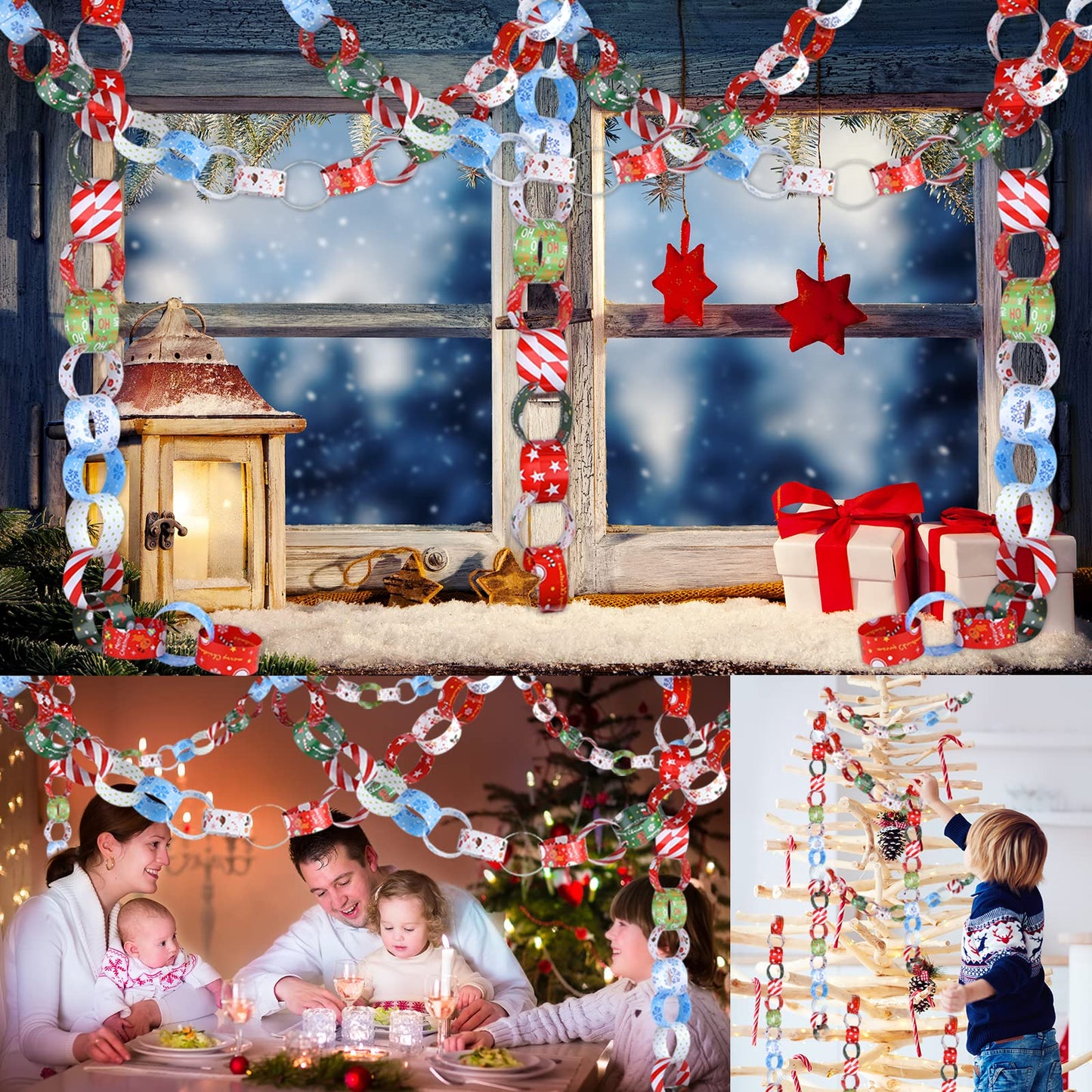 MIAHART 600 Piece Christmas Paper Chains - Festive Paper Craft Favors & Links for Merry Christmas & Party Decor