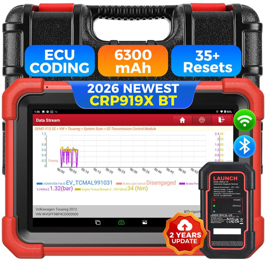 Launch X431 CRP919XBT 2026 Bidirectional Scan Tool with ECU Code, CANFD&DoIP, Wireless Full System Car Diagnostic Scanner, FCA AutoAuth, VAG Guided, 35+ Resets, 2 Yrs Free Update, Upgraded of CRP919X