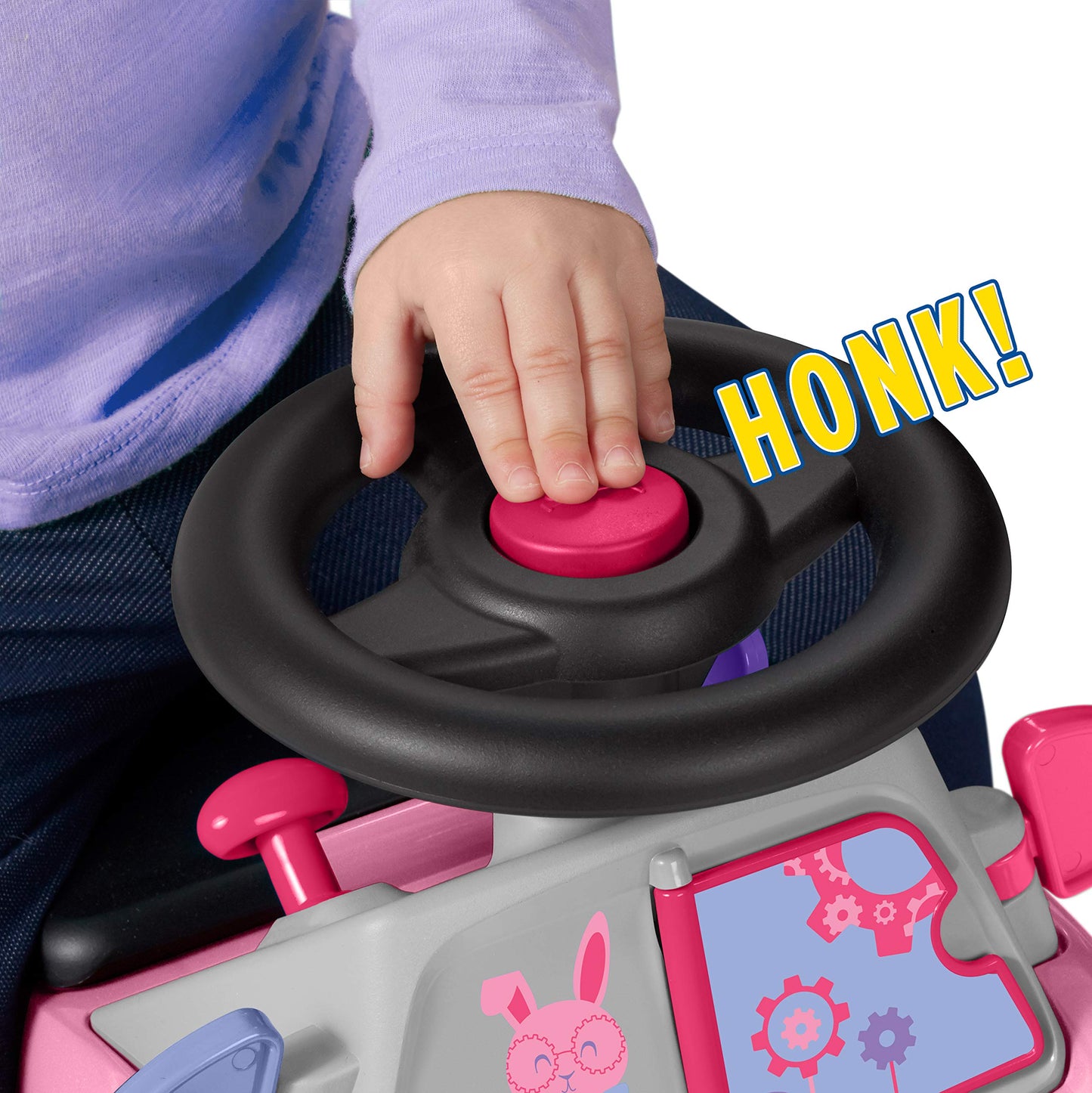 Radio Flyer Creativity Car, for Toddlers 1-3, 3-in-1 Push Walker Ride On Rocket with 17 Sensory Activities, Anti-Tip Feature, Under-Seat Storage, Horn and Gears, 42 lb Capacity, Toddler Ride On Toys