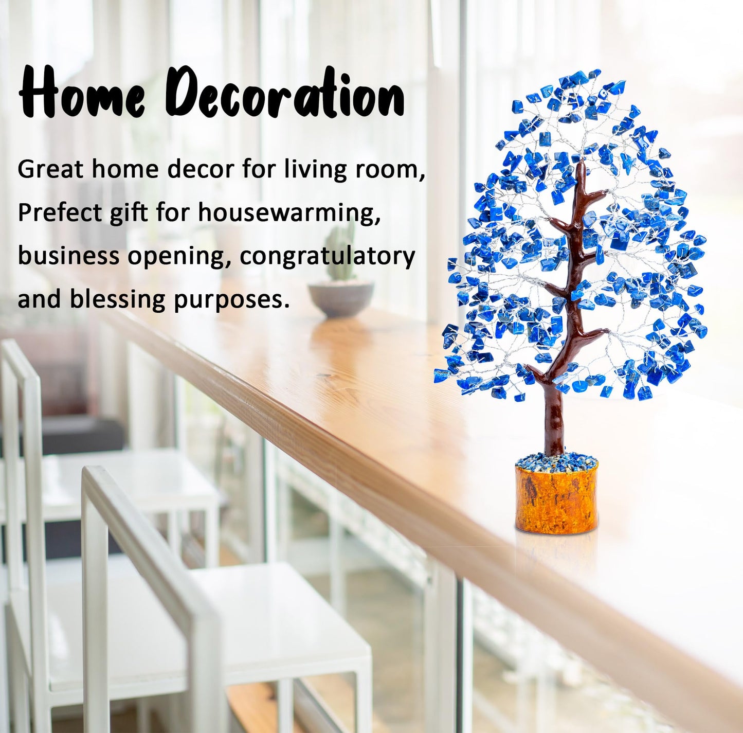 Crocon® Lapis Lazuli Crystal Tree of Life Birthday Gifts for Men, Dad, Friends Healing Crystals Spiritual Blue Shelf Crystal Decor Feng Shui Table Decor Gift for Men Housewarming Home Decor Gift