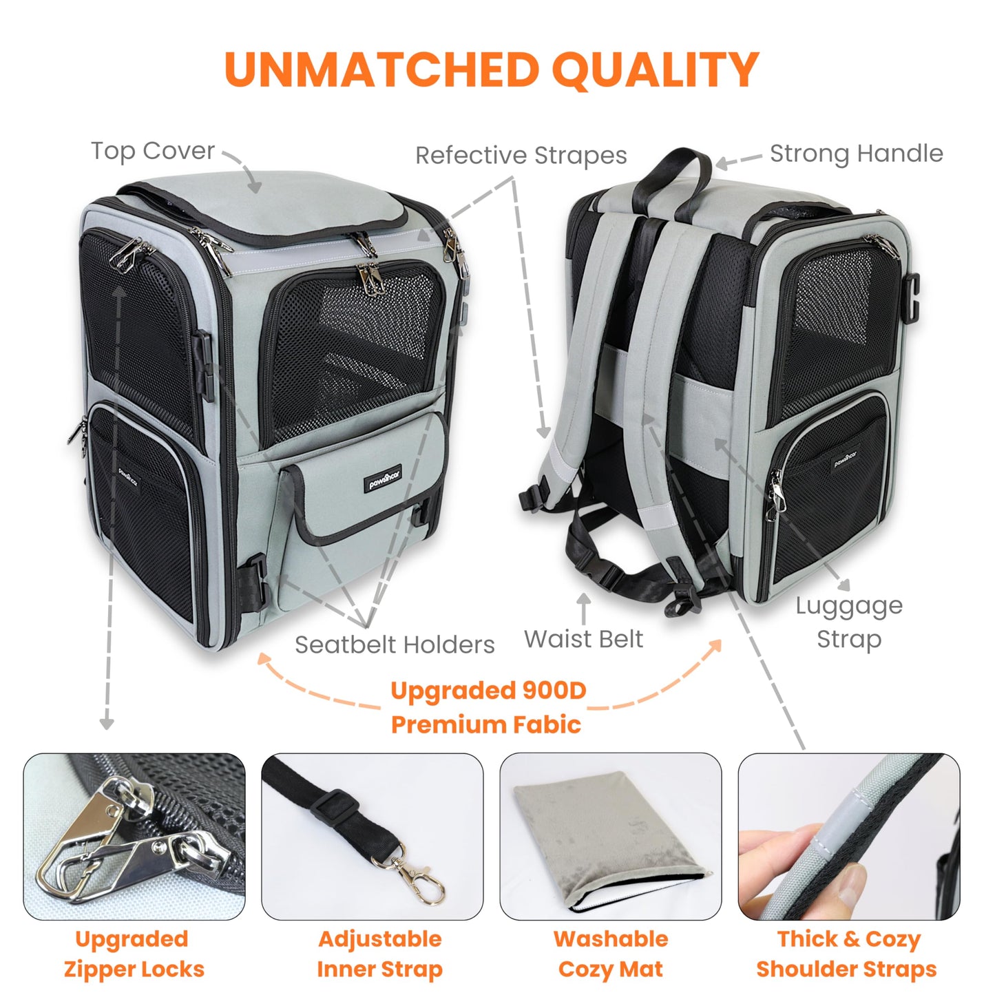 Crash-Tested Expandable Cat Backpack Carrier | 2-in-1 Cat Car Seat & Dog Backpack Carrier | 4 Windows for Exploring, 4-Side Breathable, Zipper Locks, Foldable | Perfect for Hiking & Pet Car Travel.