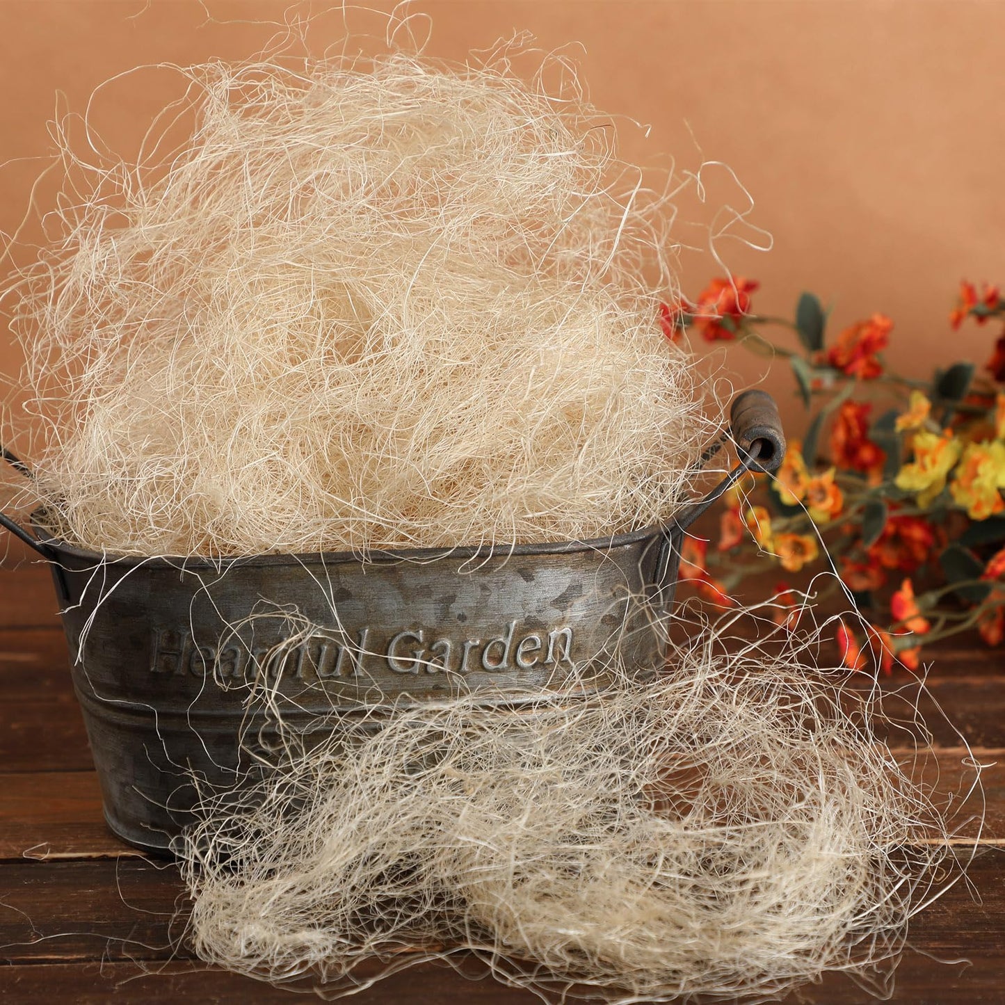 Vincreem 1.1 lb Natural Sisal Fiber for Crafts Box Filling, Decorative Basket Filler, Nest for Birds and Pets, Moss for Indoor Potted Plants, DIY Crafts Gift Box Vase Filling(Beige)