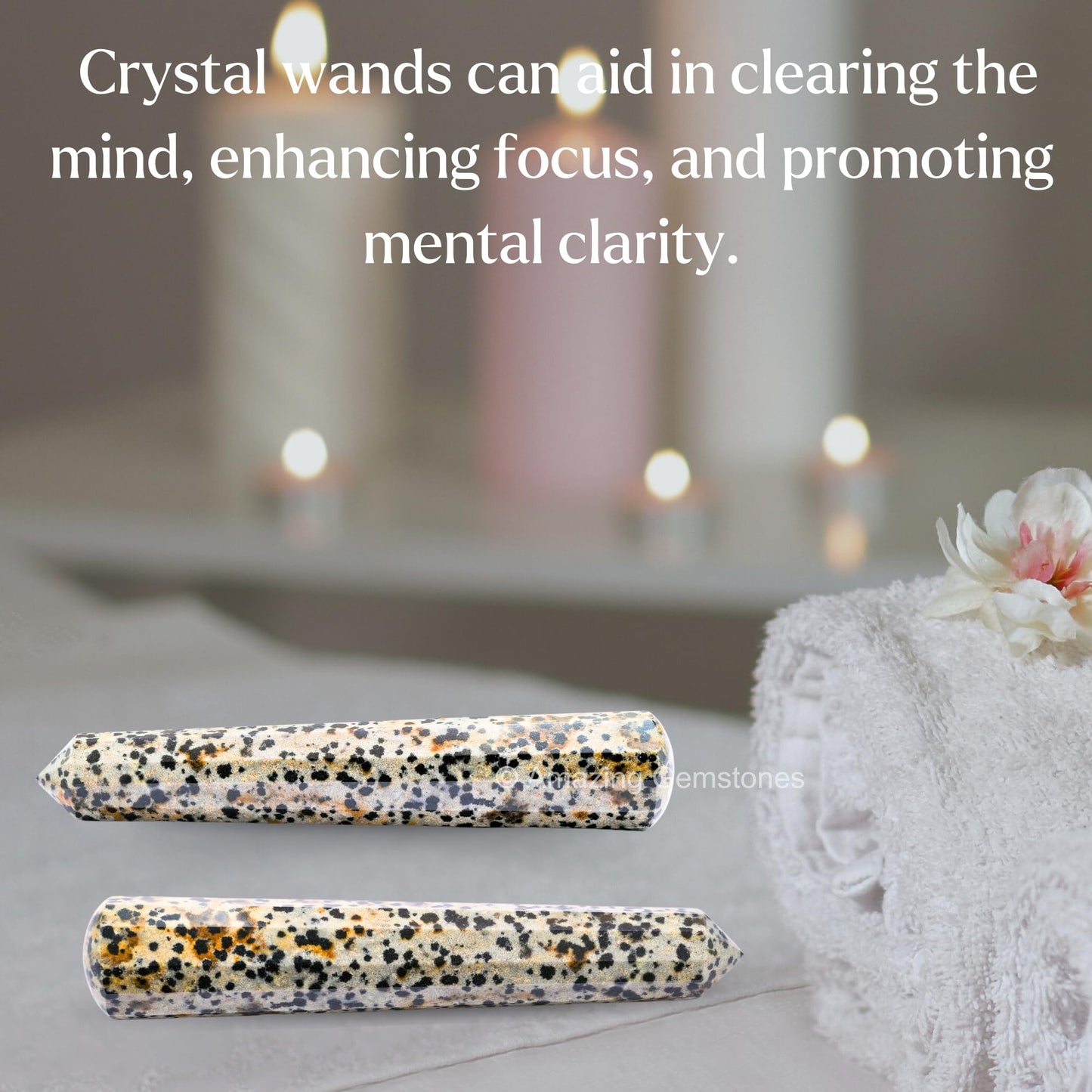 Amazing Gemstone Dalmatian Jasper Crystal Wand Massage Stick - Pelvic Wand Gua Sha for Adults - Crystals and Healing Stones Massage Wands for Adults Gifts (Pointed)