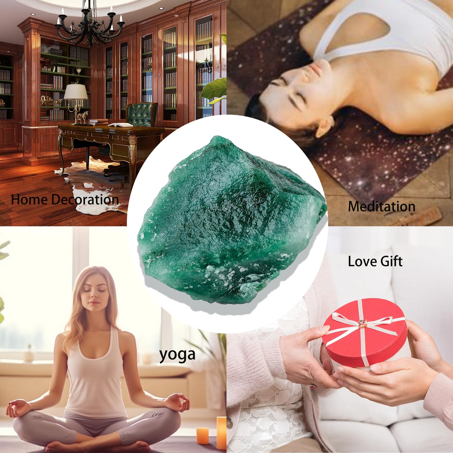 Apengshi 1.2-2'' Green Aventurine Raw Stone Natural Crystal Healing Crystal and Stone Rough Rocks for Fountain Home Garden Decor Meditation