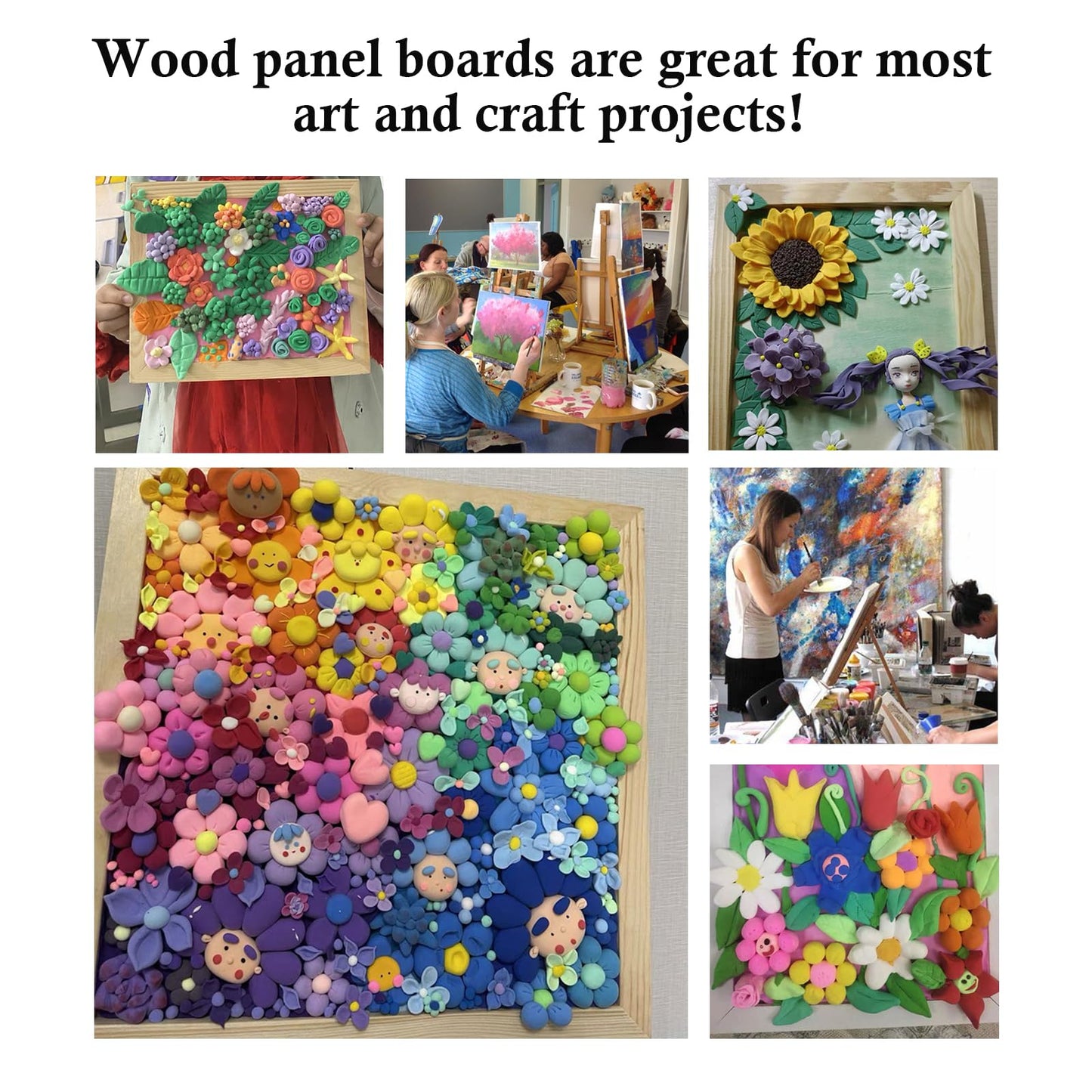 FVIEXE 6PCS Wood Panels for Painting, 12 x 16 Inch Craft Wood Canvas Panel Boards Unfinished Wooden Painting Pouring Panel Board for Arts & Crafts, 3/4 Inch Deep