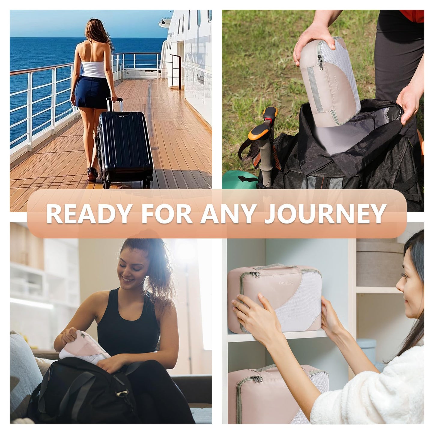 8 Set Packing Cubes for Travel, Gifts for Women Mom,Anti-Tearing Suitcase Organizer for Luggage with Shoe & Hanging Toiletry Bag,OlarHike Vacation Essentials & Accessories for Cruise Ship