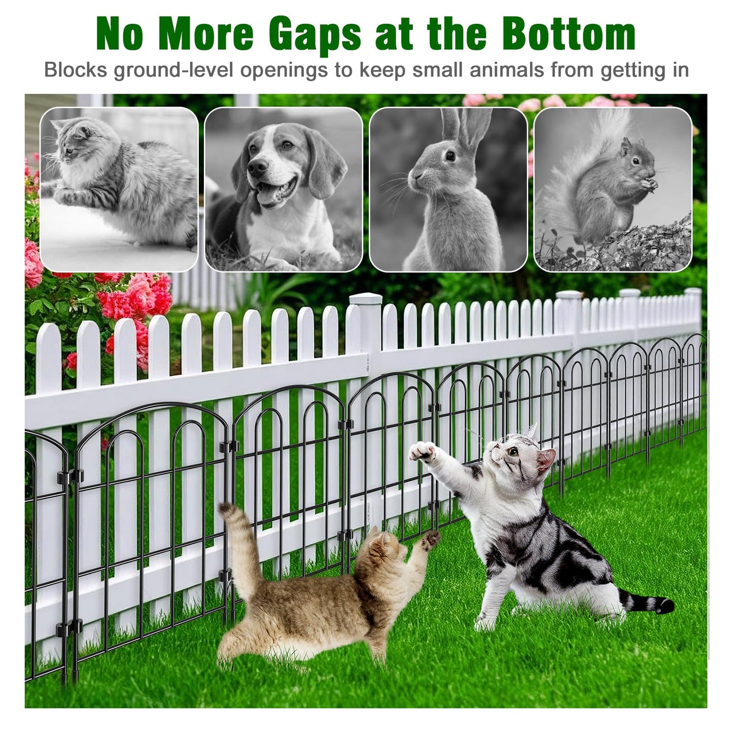 CADUKE 28 Pack Garden Fence Border, 24in(H) x 30ft(L) Metal Garden Fence, Rustproof No Dig Landscape Fence Panels, Arched Wire Flower Bed Fence, Animal Barrier for Dog Rabbit Yard Patio