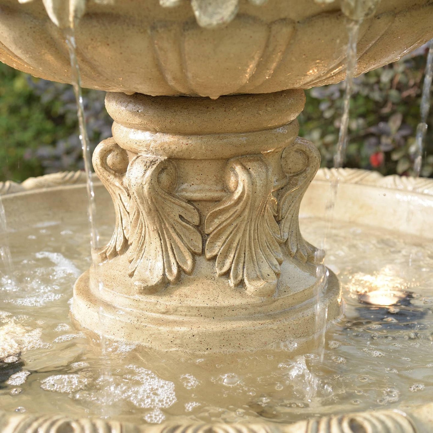 Ibiza 62" High Large Italian Outdoor Decor Sand Stone Floor Fountain with Light LED Waterfall 3-Tier Standing Basin Water Feature for Outside Garden Patio Yard Backyard Porch - John Timberland