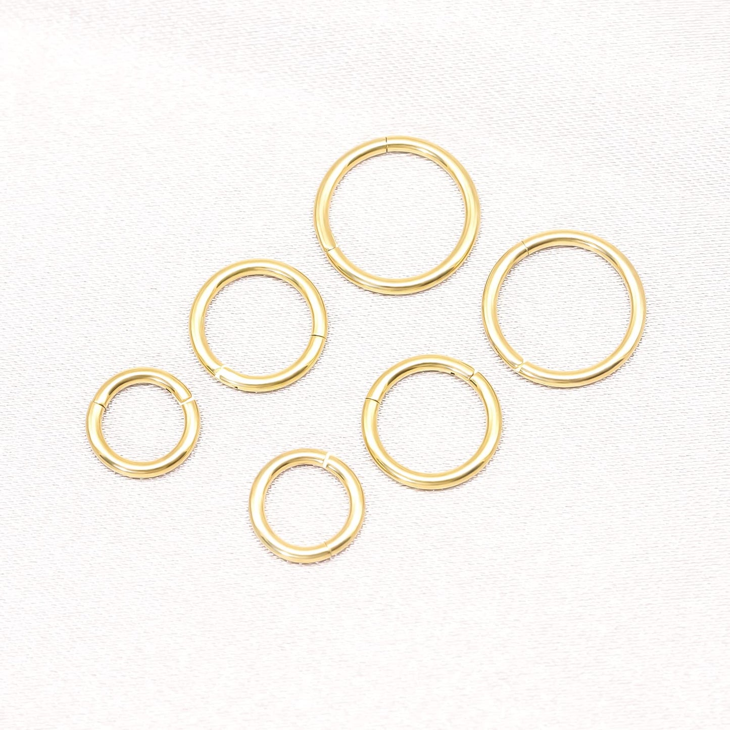 BOGKU 6pcs G23 Titanium Septum Segment Rings 18G Diameter 6mm/8mm/10mm Hinged Nose Lip Ring Hoops for Women Men Cartilage Tragus Helix Hoop Earrings Body Piercing Rings