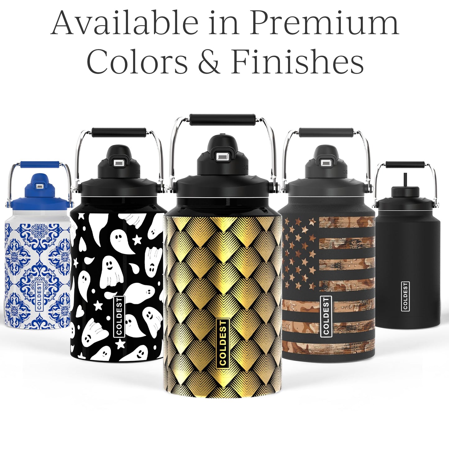 Coldest 128 oz Tumbler with Handle and Straw - 100% Spill Proof Tumbler with Straw (3 Lids) - Stainless Steel Insulated Leakproof Tumblers for Women & Men - Cup Holder Friendly - 128 oz (Gold Dragon)