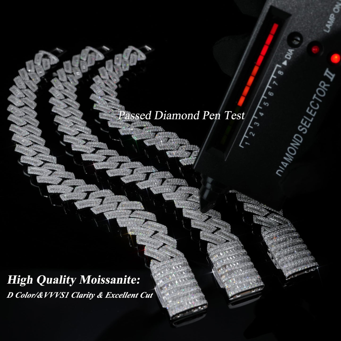MRDOPELUX Cuban Link Bracelet and Cuban Chain Necklace Set for Men | Solid 925 Sterling Silver |D Color VVS1 Moissanite | Hypoallergenic | Hip Hop Hip Hop Jewelry| Luxury Style