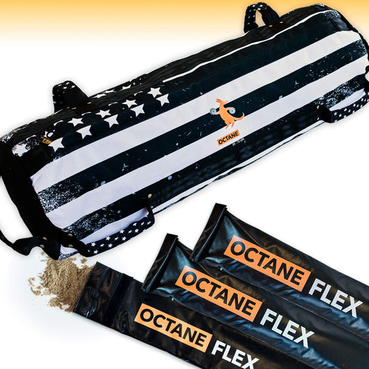 Octane Flex Adjustable Sandbags for Fitness 75lb - Home Workout Sandbag Set with 3 x Filler Bags and Exercise Poster - Training Weighted Sand Bag Equipment with Handles for Gym & Crossfit USA (75)