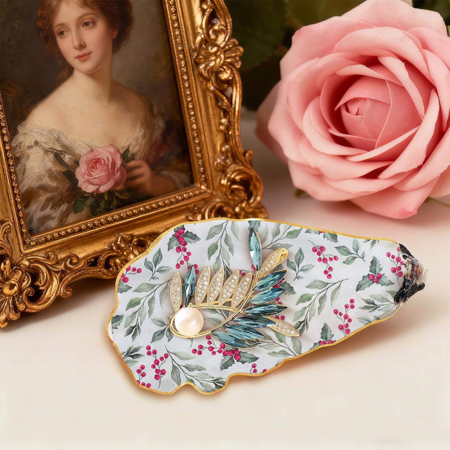 Fangoo 4-5'' 16Pcs Large Natural White Oyster Shells for Crafts 32Pcs Decoupage Paper Napkin Acrylic Paint Brush White Natural Sea Shells for Crafting Christmas Holiday Ornaments Jewelry Tray Decor