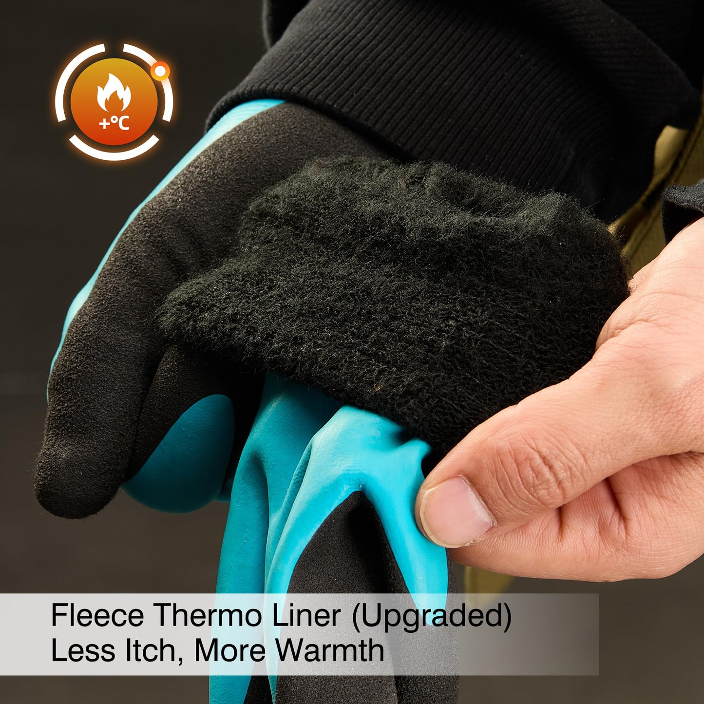 COOLJOB Waterproof Winter Freezer Gloves for Working Gardening Fishing Construction Worker, Double Coated Rubber for Warehouse Cold Refrigeration House, 1 Pair Medium Blue