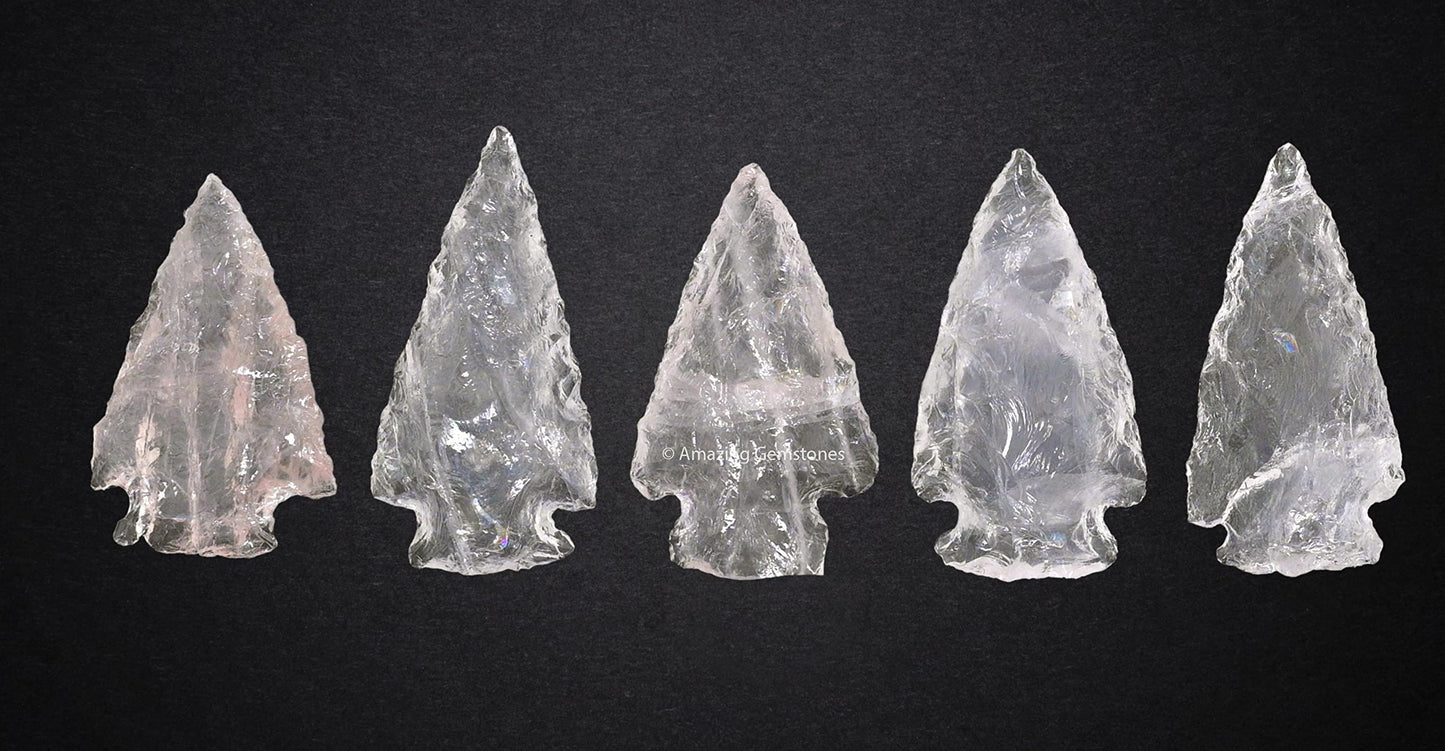 Amazing Gemstone 5 Pieces Rose Quartz Arrowhead, Crystal and Healing Stone Flint Rock Arrow Head - 1 to 1.5 Arrowheads for DIY Project Craft Point Jewelry Making