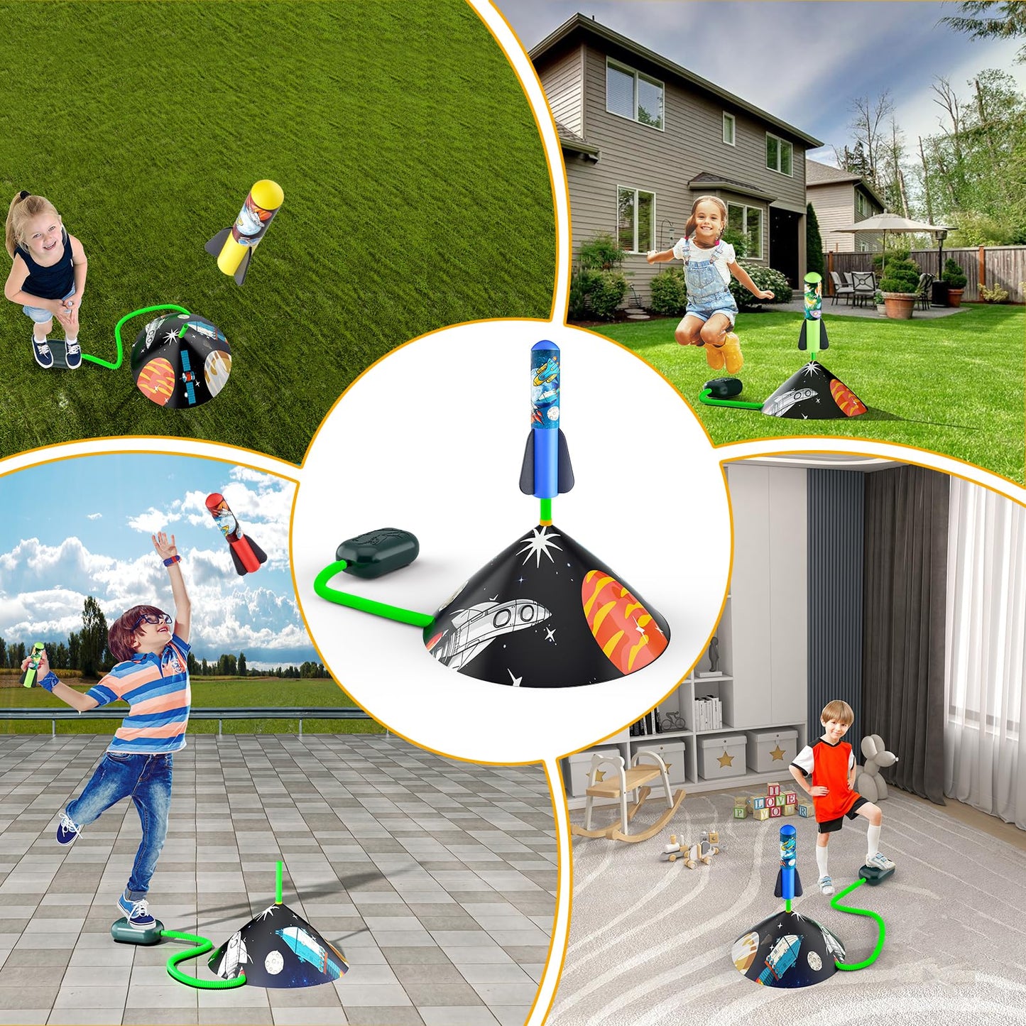 Otoseth Toys Rocket Launcher for Kids - Launch up to 100 Ft, 8 Multi-Color Foam Rockets & Adjustable Launch Stand, Kids Outdoor Toys, Age 3+