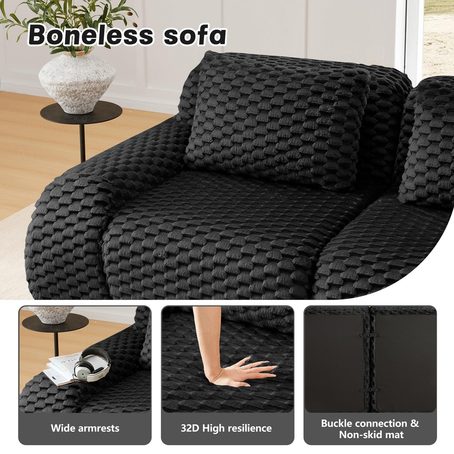 KEIKI Modular Sectional Sofa for Living Room, No Assembly Boneless Couch with Deep Seat Comfort, Oversized Modular Sofa Configuration for Group Comfort
