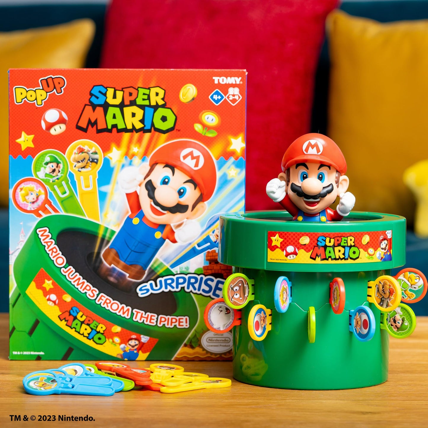TOMY Pop Up Super Mario Game - Activities for Indoor Recess or Family Game Night - Officially Licensed Super Mario Toys for Kids - 2-4 Players - Ages 4 Years and Up