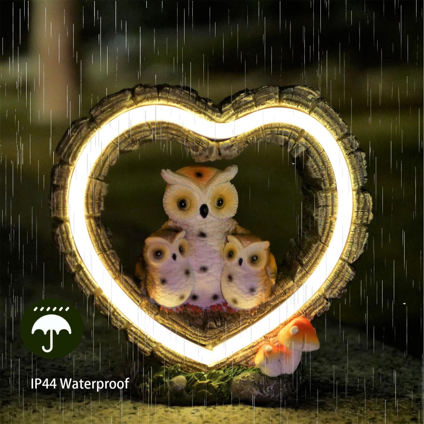 xxoasis Solar Owl Garden Statue, Outdoor Waterproof Handmade Resin Statue Solar LED Lights, Warm Owl Family Decoration, Suitable for Roads, Yards, lawns