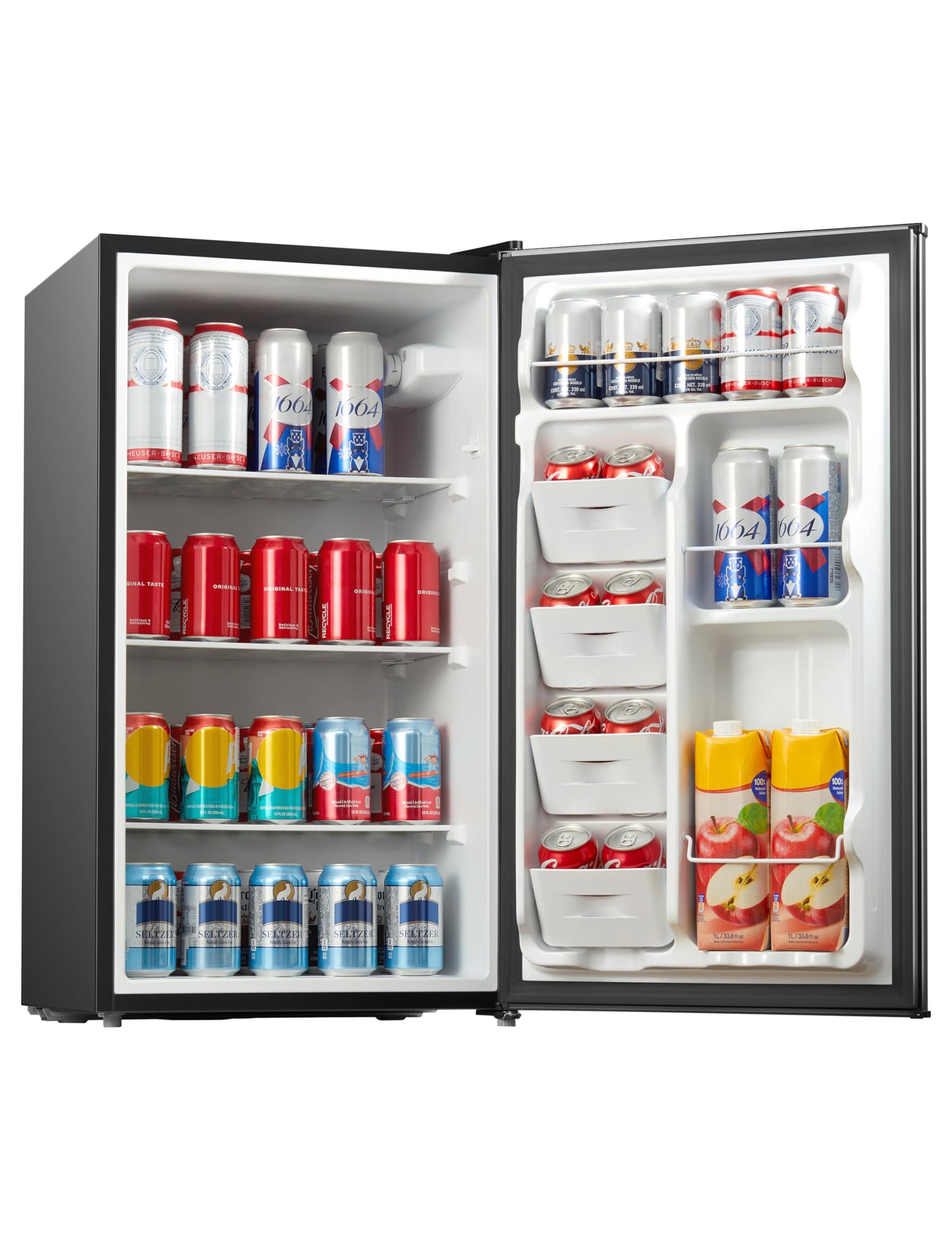 Midea MERM33S1ABB Mini Fridge, 3.3 Cu.ft Compact Fridge with Internal Light, Adjustable Thermostat, Reversible Door, Low Noise for Dorm, Office, Bedroom Black
