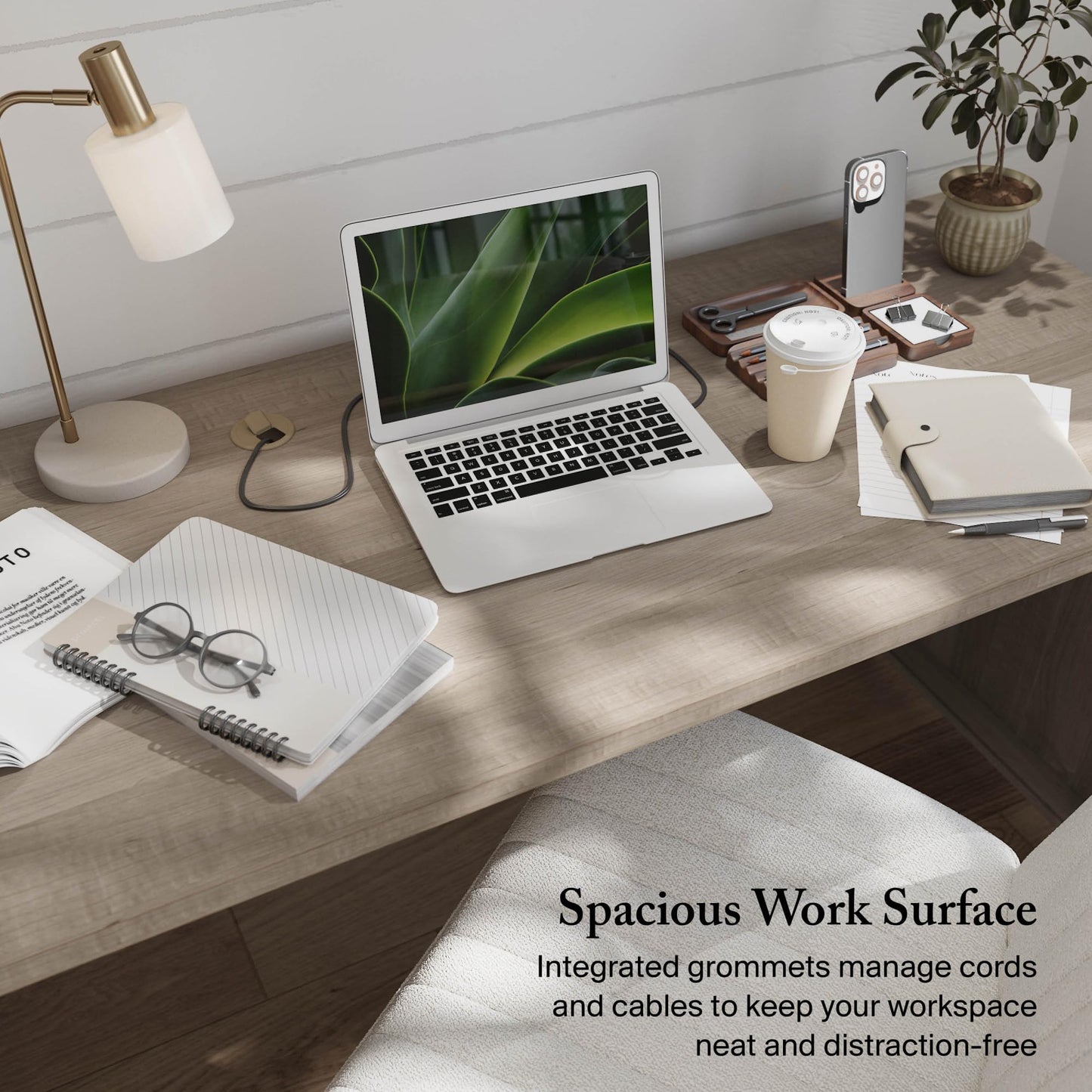 Bush Home 72-inch Home Office Desk with Drawers, Large Computer Table for Personal Workspace, Somerset Collection, Ash Gray