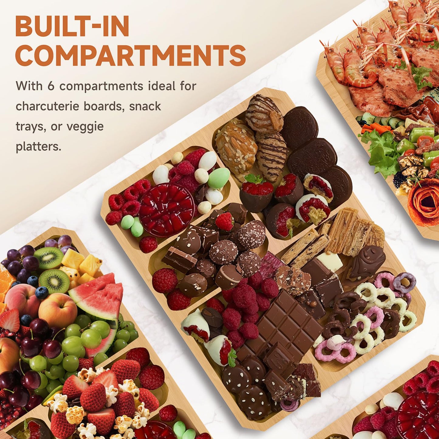 Charcuterie Board with Lid, Travel Portable Snackle Box Charcuterie Container Bamboo Cutting Boards for Candy Fruits Nuts Snacks, House Warming Gifts for Women