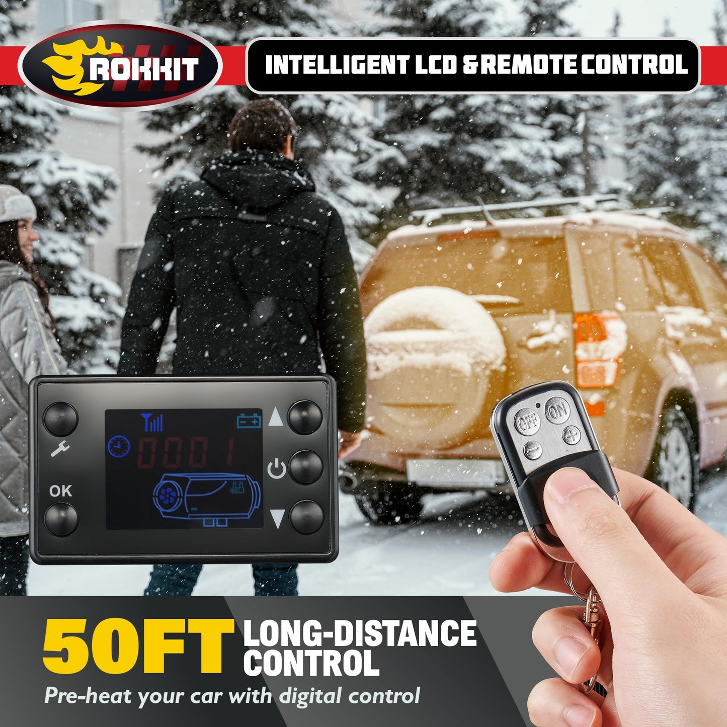 ROKKIT 8KW Diesel Heater, 110V/12V All-in-One Diesel Air Heater, Portable Diesel Heater with LCD Monitor & Remote Control