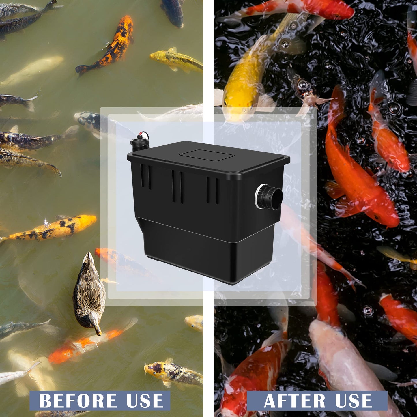 Aquadock Koi Pressure Filter, Pool Flow Fish Pond Filter with 6 Filter Brushes and Filter Sponge Filters, Fit up to 3200 Gallons(Pond Filter)