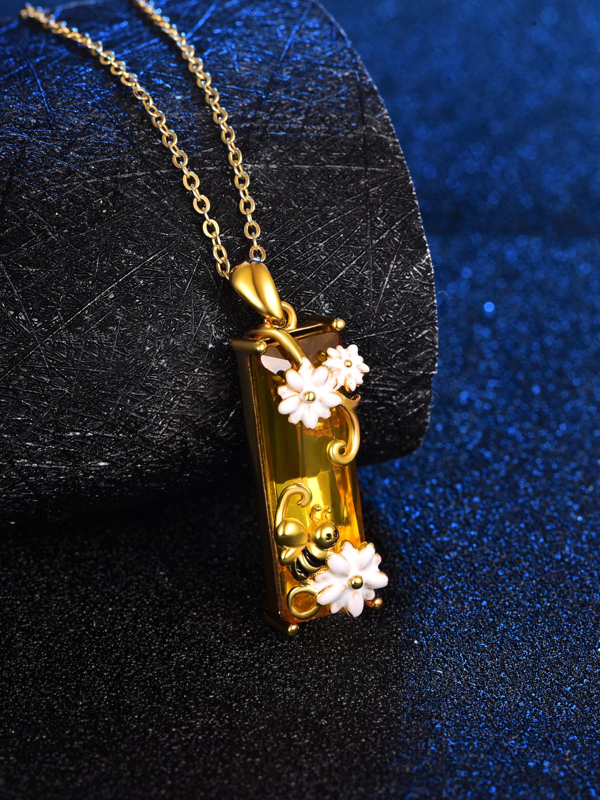 AENEAS Valentines Day Gifts for Women Her Bee Necklace for Women 925 Sterling Silver Citrine Crystal Pendant Fancy Honey Bee Jewelry Christmas Gifts for Her Wife Daughter