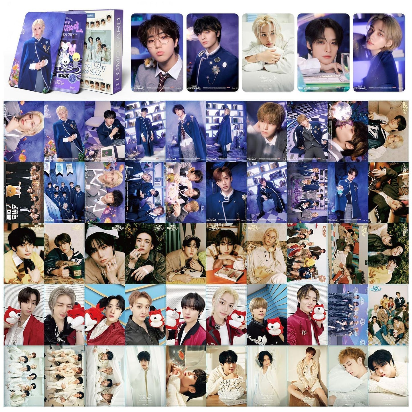 KPOPBP SKZ Magic School Album Merch Gift Box Set 4TH SKZ FANMEETING KPOP Merchandise 110 PCS Photocards,90 PCS Stickers, Gift for SKZ Boys and Girls
