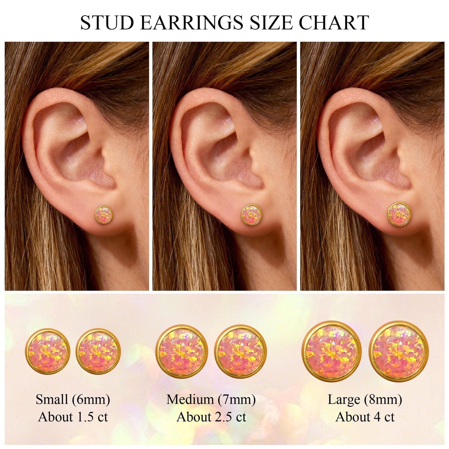 JiayangJY Silver Red Fire Opal Stud Earrings for Women 18K Yellow Gold Plated Sterling Silver Round Shape 7mm Opal Earrings with Push Back