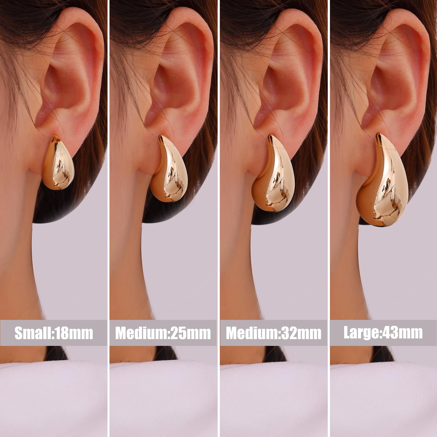 Gacimy 14K Rose Gold Plated Teardrop Earrings Dupes for Women, Chunky Drop Earrings for Women with 925 Sterling Silver Post, 1 Inches Rosegold