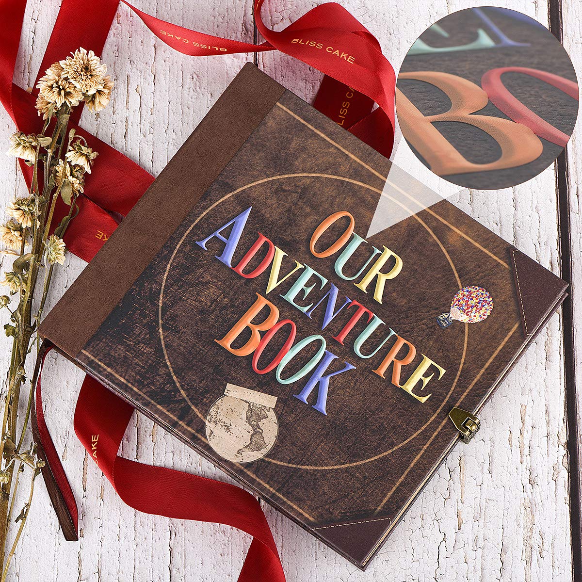 Our Adventure Book Travel Diary Photo Book, Scrapbook, Photo Album - Retro Vintage Souvenirs, DIY Guestbook for Anniversary, Wedding, Travel Writing, Baby & Friend Gifts, Heartfelt Present (Ball)