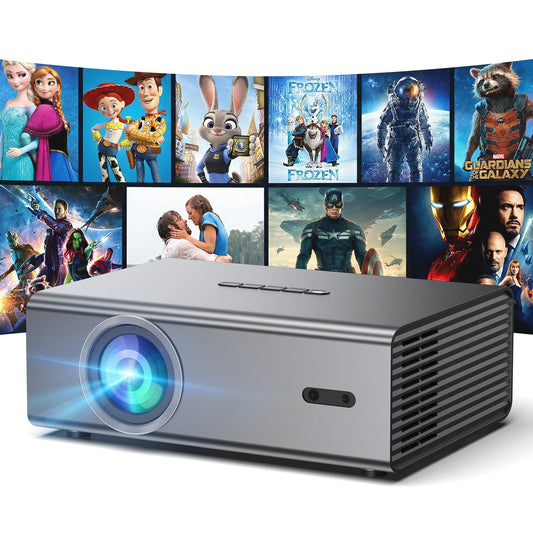 4K 1080P Full HD Portable Mini Projector, Upgraded WiFi 6 & Bluetooth 5.3 Movie Projector, Auto Keystone Correction, Gaming Movie Proyector Indoor/Outdoor Use ,Compatible with TV Stick/Phones/PC-Gray
