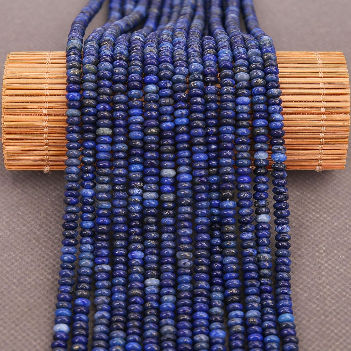 BONNY BOXX 1 Strand (150PCs) Natural 2 * 4mm Lapis Lazuli Rondelle Beads, Natural Abacus Disk Stone Beads Loose Spacer Gemstone for DIY Bracelet Necklace Jewelry Making
