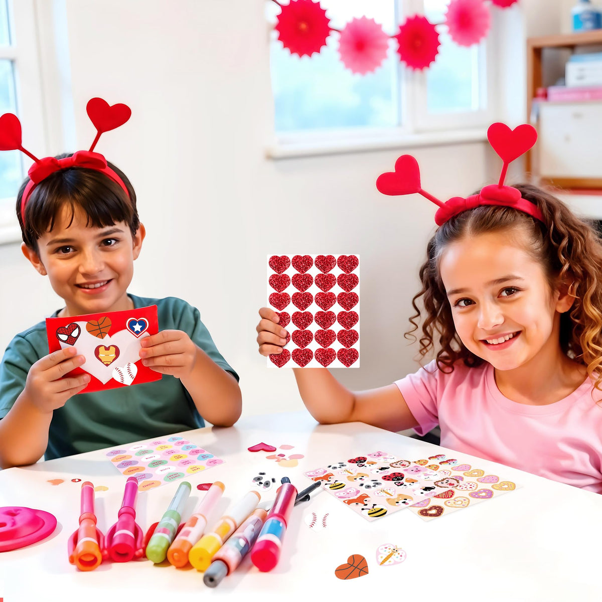 Gleebixi 1200pcs Valentines Heart Stickers for Kids, Valentine's Day Heart Stickers Book for Girls Boys Teens, 100th Day of School Project