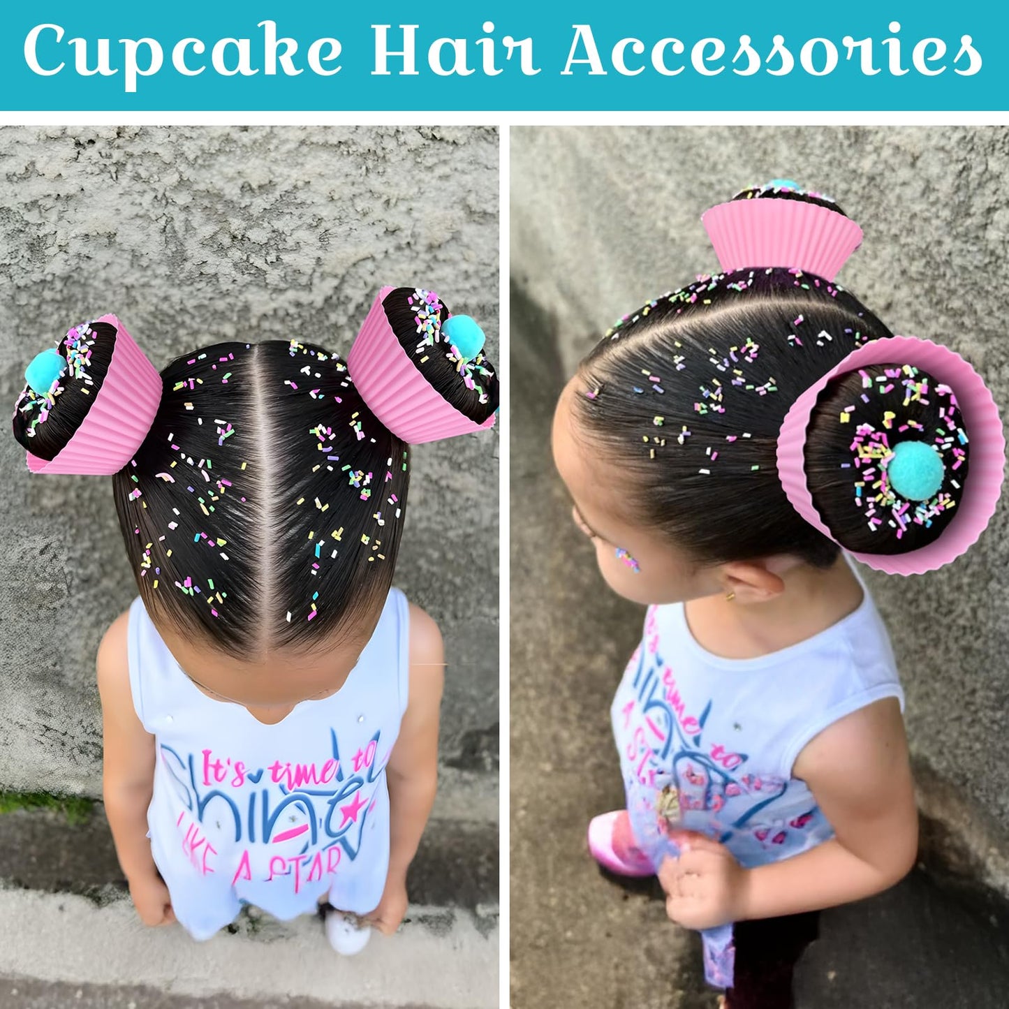 XANGNIER Hair Accessories Kits for Girls,Women,Kids,12 Pcs Cupcake Liners Hair Accessories Decorations for Crazy Day with 12 Clips and Silicone Decorative Granules