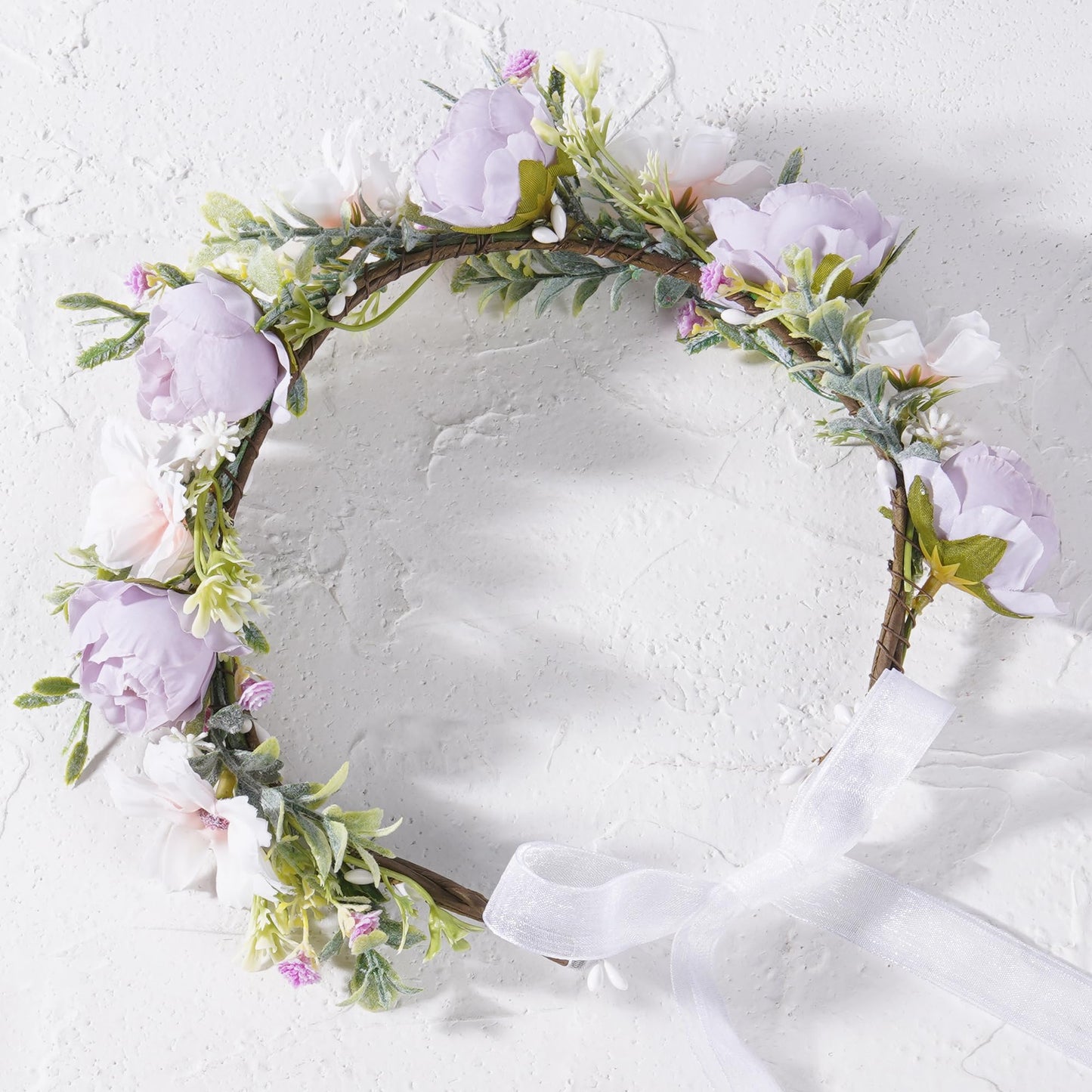KorViSHOW Fairy Flower Crown Headband, Artificial Purple Rose Floral Headpiece, Boho Bridal Flower Headbands for Women Girls Renaissance Cosplay Wedding Birthday Party Hair Accessories