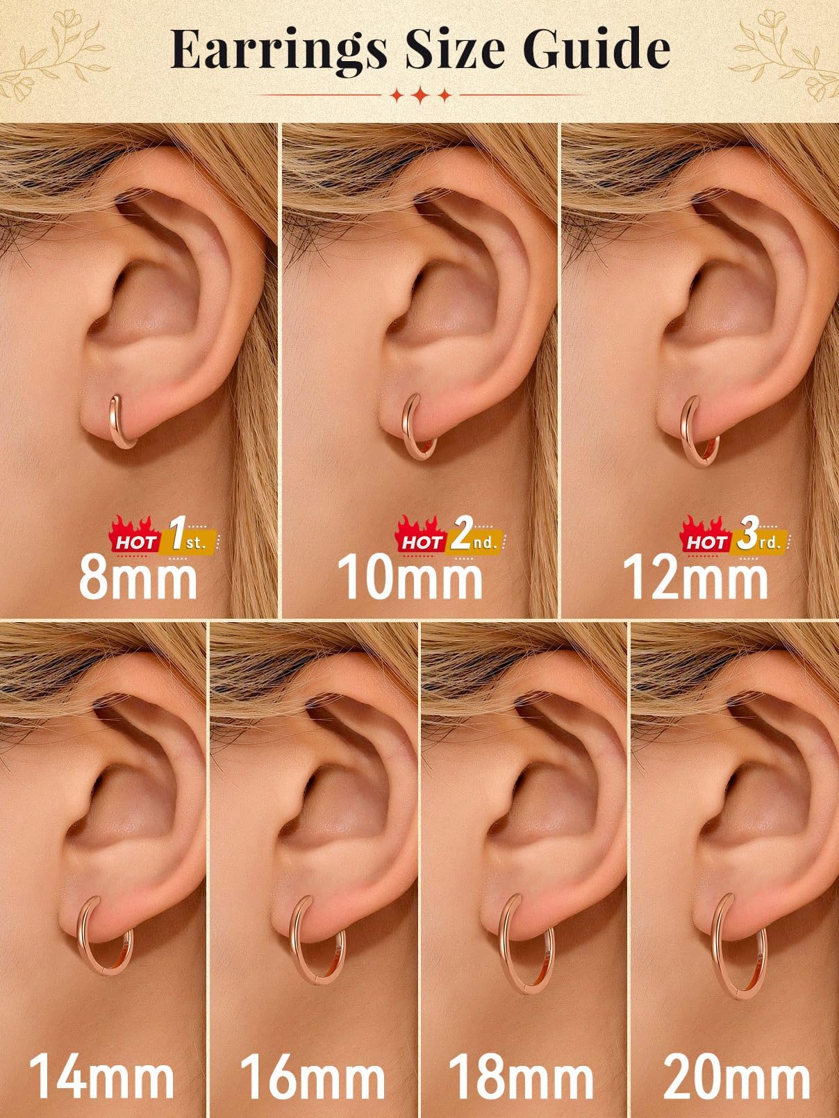 FaithHeart Hoop Earrings for Women, Rose Gold Hypoallergenic Huggie Hoop Earrings, Small Cartilage Earrings for Women 18mm, Send Gift Box