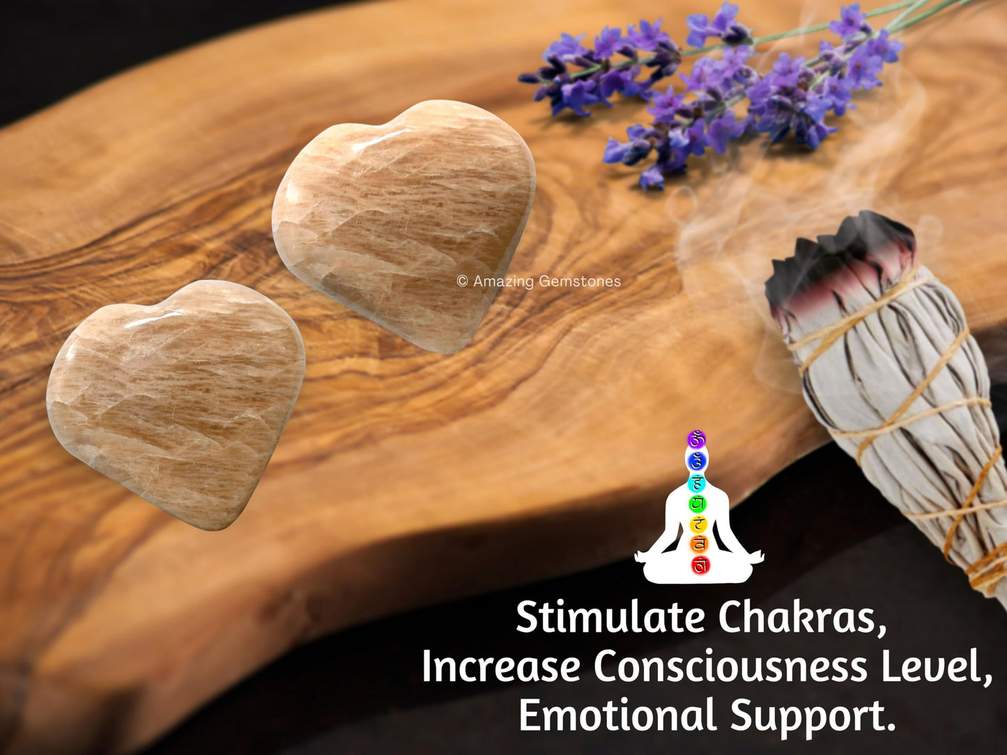 Amazing Gemstone Cream Moonstone Crystal Heart Palm Stone - Pocket Massage Worry Stone for Natural Body Chakra Balancing, Reiki Healing and Crystal Grid