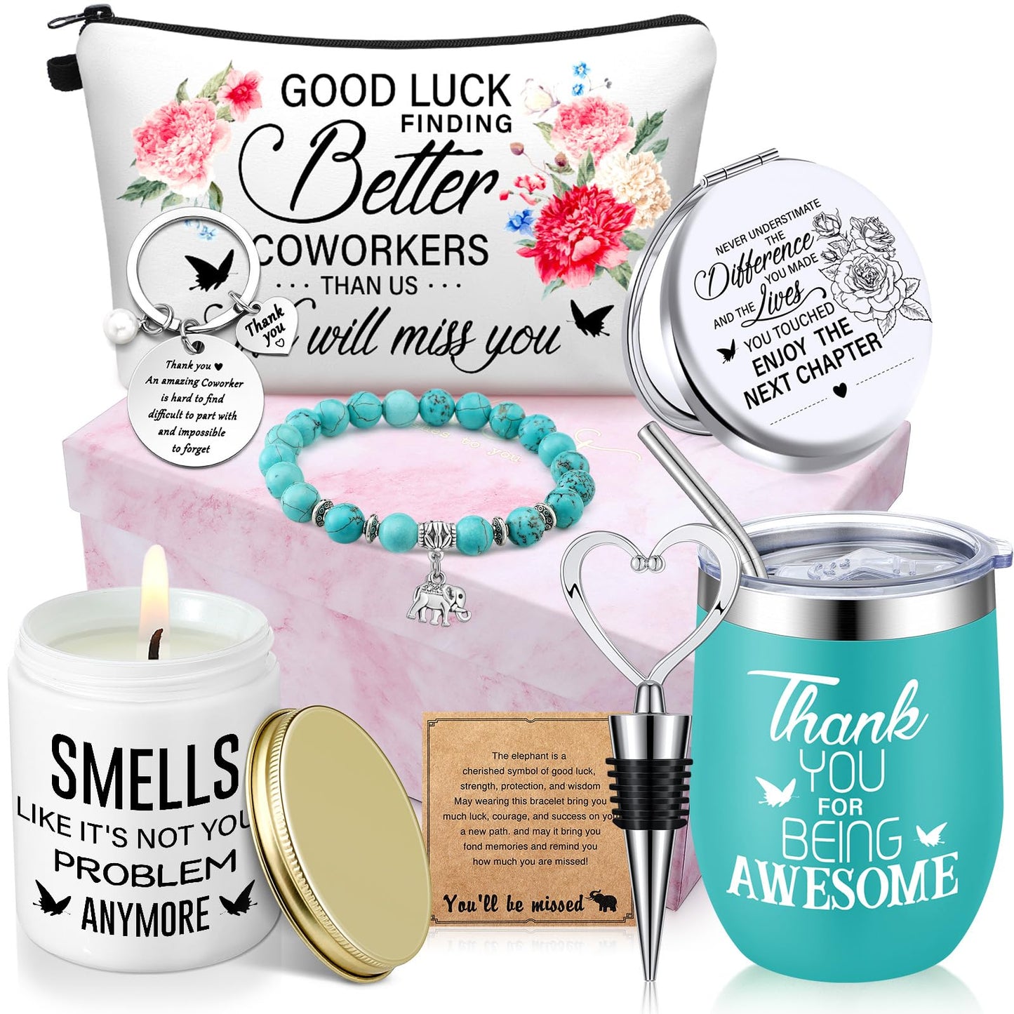 Perthlin 11 Pcs Farewell Gifts for Coworkers Women New Beginning Going Away Goodbye Gift Basket for Female Lady Boss Leaving(New Job,Blue)