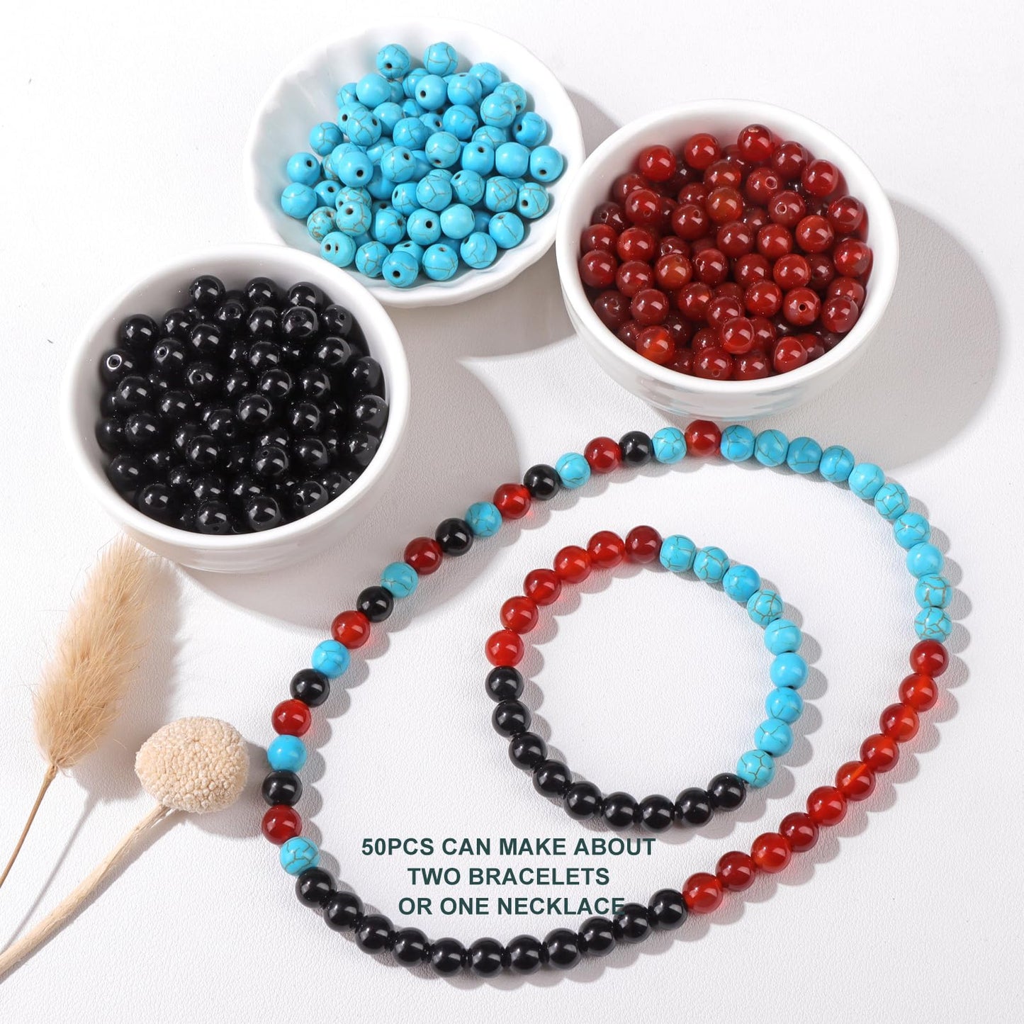 Risyfjew 100PCS 8mm Natural Black Obsidian Beads Gemstone Round Loose Beads for Jewelry Making Chakra Crystal Stone Beads for Bracelets Necklace Earrings Making Supplies (100pcs/Strand)