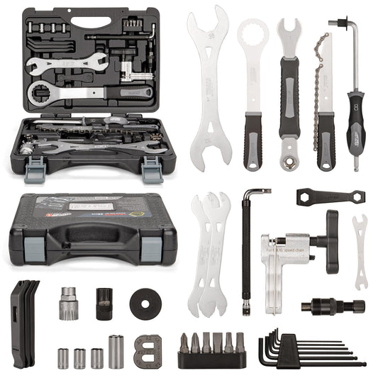 Super B 36 PCS Bicycle Tool Set - Bike Repair Kit with Carry Case - Bike Maintenance Tools for Road Bikes and Mountain Bikes, Repairing Tyres, Brakes, Chains, Pedal, Crank Puller(TBA2000)